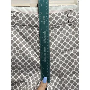 Zac & Rachel Tan/White Geo Print Crop Skinny Pants Size 6‎ Mid Rise Pockets Zip thumbnail 2