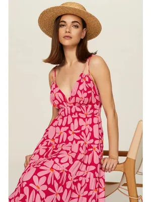Hutch Swing Maxi Dress in Pink Red Medium Womens Long floral gown thumbnail 4
