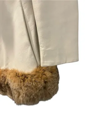 Rare Vintage 70s Back Street White Leather Penny Lane Coat Real Fur Trim Size 8 thumbnail 6