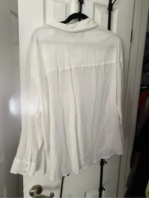 Abercrombie crinkle long sleeve white button up sz large thumbnail 6
