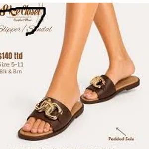 6 MIA Venetia chain slide sandals Brown Brown Slip on Old money thumbnail 4
