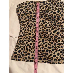 Leopard Print Tube Top Strapless Animal Pattern Stretch‎ Bodice Tan Brown Black thumbnail 5