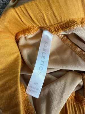 Fabletics Gold Velvet Jumpsuit Long Sleeve Zip Front Wide Leg Size M thumbnail 3