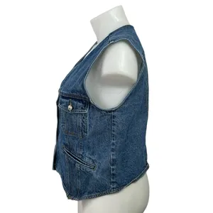 Princess Polly Burrows Medium Blue Wash V Neck Sleeveless Crop Denim Vest Top 10 thumbnail 2
