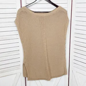 White House | Black Market Boho Multi Knit Sleeveless‎ Slouchy Sweater Vest Tan XS thumbnail 9