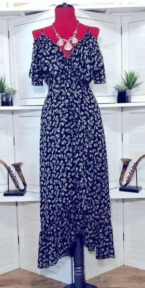 Misa Los Angeles Floral Dress chiffon boho Ruffle off-shoulder fairy festival XS thumbnail 1