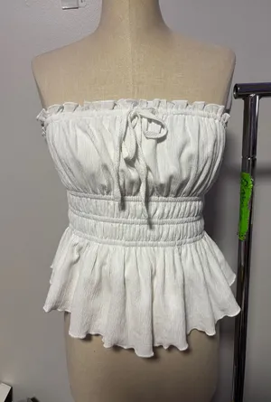 Strapless elastic waist blouse thumbnail 1