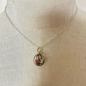 Vintage caged dice pendant necklace thumbnail 3