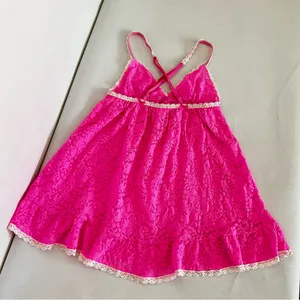 Victoria's Secret Lace Babydoll Size Small Hot Pink Lace Nightie Slip Cami thumbnail 2