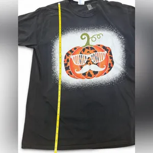 Pumpkin Sunglasses Mustache Cow Print Halloween Costume T-Shirt – Funny Fall Tee thumbnail 4