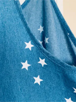 Levi's Women's White American Stars Print Blue Jean Denim Maxi Dress | Size: S/M thumbnail 7