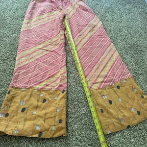 Elevenses Anthropologie pink & yellow striped wide-leg pants size M thumbnail 10