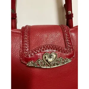 Coldwater Creek‎ Red Leather Shoulder Bag Heart Silver Tote Purse Multi Pocket thumbnail 8
