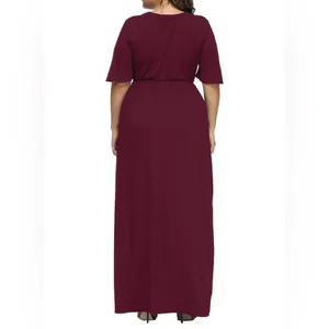 Allegrace 2XL Burgundy Maxi Dress Empire Waist Button Front Casual Boho thumbnail 6