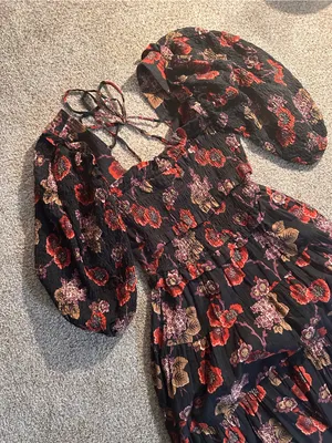 SEA New York Black Floral Maxi Dress with Puff Sleeves thumbnail 2