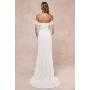 Lulus Beautifully Beloved White Mesh Off-the-Shoulder Maxi Dress Elegant Medium thumbnail 2