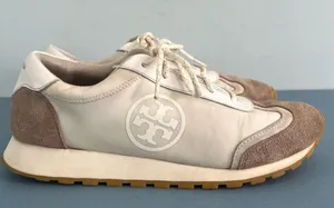 Tory Burch Annie Nylon Suede Ivory White Runner Sneakers thumbnail 3