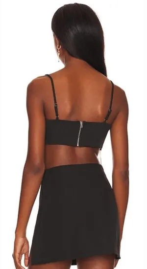 Superdown Irina Crystal Fringe Top in Black XS thumbnail 2