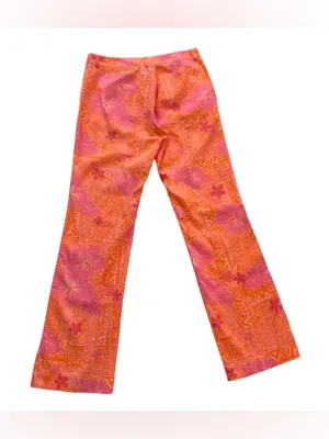 Lilly Pulitzer White Label Orange Pink Floral Sneaky Teaky Pants Size 8 thumbnail 5
