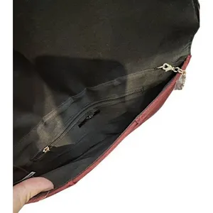 NWT‎ JNB Studio Burgundy Faux Suede Envelope Clutch Chain Shoulder Bag Modern thumbnail 6