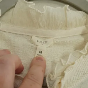 J. Crew Cream Ruffle Neck Cotton Cardigan Sweater Ivory Delicate Balletcore Soft thumbnail 5