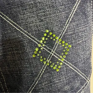 Seven For All Mankind Dojo Embellished‎ Green Rhinestone Square Design Jeans thumbnail 9