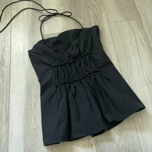 COS Peplum Tank Top cotton gathered halter crop womens Black (size 2) going out thumbnail 4