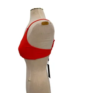 TRIANGL‎ Mica Ribbed Bikini Top Neon Red Scoop Swim Top Size Large NWT thumbnail 2
