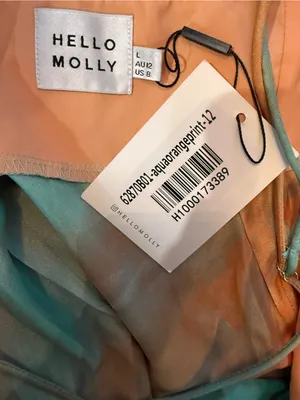 Hello Molly Silky Tie-Waist Slip Dress in Teal & orange women size Large NWT thumbnail 4