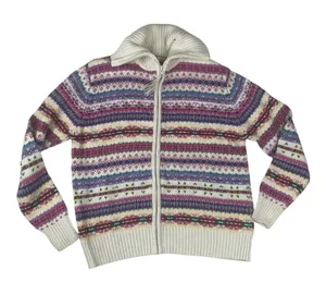 Heirloom collectibles size large fair isle multicolor full zip sweater nordic thumbnail 1