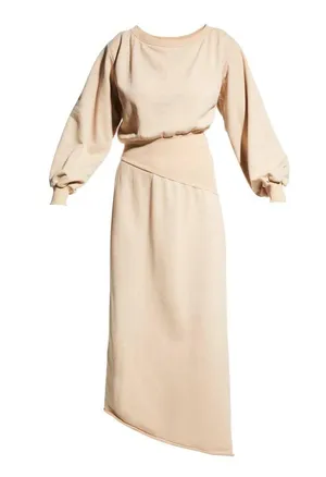 SER.O.YA. Elo Long Sleeve Fleece Sweater Dress, Camel, Large thumbnail 5