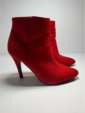 Madden Red Suede Ankle Boots Women’s Size 8 Stiletto Heel Side Zip thumbnail 4