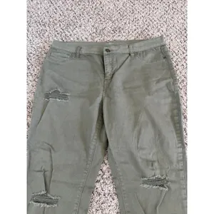 Soho New York &‎ Company Jeans Women's Green Distressed Ankle Legging Size 14 thumbnail 2