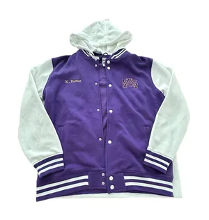 SA Hoodie Varsity Letterman Jacket XL Fleece Snap Bomber Purple Unisex‎ #UV9-1 thumbnail 1