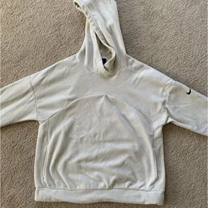 Nike Fleece Hoodie Sweatshirt Pullover Fuzzy Super Soft Beige Cream Size M thumbnail 3