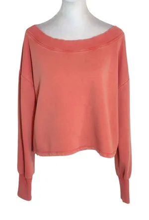 Daily Practice Coral Cropped Sweatshirt with Wide Neckline Size Small thumbnail 1