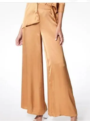 Young Fabulous and Broke Aiko Silky Satin Wide Leg High Waist Pant W1538 Sz S thumbnail 1