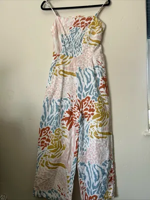 ASOS Design Women's Multi Color Jumpsuit Romper W/ Open Mid Back Sz 6 thumbnail 2