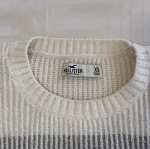 Hollister Grey and White Striped Oversized Sweater thumbnail 4