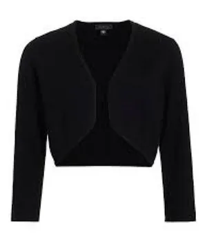 Saks Fifth Avenue 100 % Cashmere Black Cropped Bolero Shrug thumbnail 1