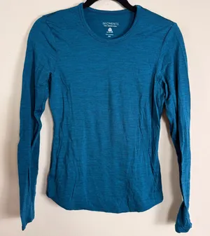 Segments Womens XS Teal 100% Merino Wool Long Sleeve Crewneck Base Layer Top thumbnail 1