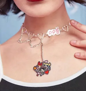 The Powerpuff Girls Choker Heart Chain Necklace thumbnail 1