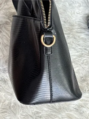 bebe Fabiola Stamped Lizard Dome Satchel Black Cream Logo One Size thumbnail 11