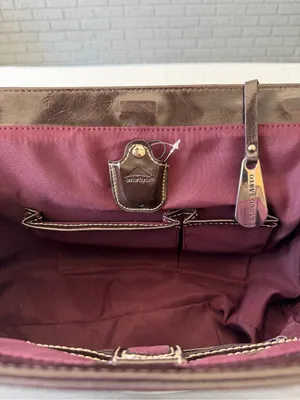 NWT Y2K Franco Sarto Glossy Patent Shoulder Bag in Chocolate Dark Brown Large thumbnail 11