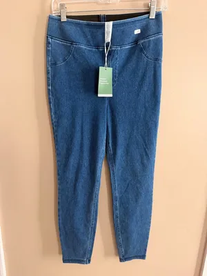 Halara m 7/8 Womens Blue Denim-Style Mid-Rise Jeggings With Stretch Waistband thumbnail 2