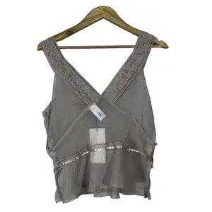 NWT Zara Ruffled Pleated Crossover Tank Top Cream Romantic Ethereal Size M thumbnail 4