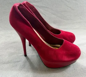 Bamboo Women’s Red Faux Suede Platform Stiletto Pumps Heels Size 7.5 thumbnail 1