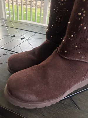 Skechers keepsake eyelet cut brown suede chelsea boots size 8 ladies boho chic thumbnail 3