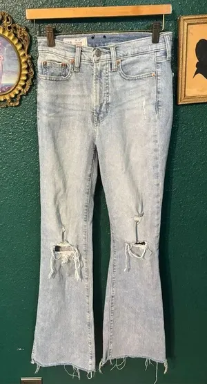 GAP 70s High Rise Flare Jeans Womens 25/0 Light Denim Boho Retro thumbnail 1