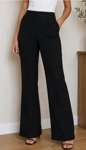 Abercrombie & Fitch Tailored Flare Trousers in Black thumbnail 1
